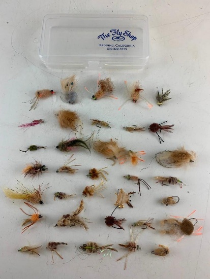 Lot of 35 fly fishing lures Flies with case