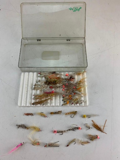 Lot of 65 fly fishing lures Flies with case