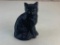 Vintage Cast Iron Black Cat with Green Eyes Doorstop