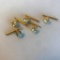 Lot of 5 Identical Gold-Toned Costume Cufflinks with Faux Center Diamonds