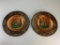 Lot of 2 Vintage Round Brass Camel and traveler Middle Eastern Wall Plates