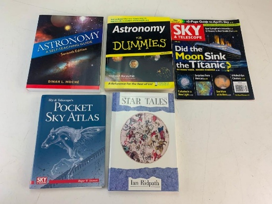 Lot of 5 Books On Astronomy, Stars, Sky Atlas
