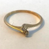 14KT Gold ART CREST Dainty Women's Ring with Small Center Diamonds