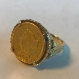 1878 Coin Set in a 14KT Gold Ring Size 7, 9.68 grams