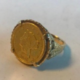 1878 Coin Set in a 14KT Gold Ring Size 7, 9.68 grams