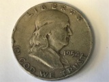 1954-D US Franklin Half Dollar 50 Cent Coin 90% Silver