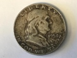 1954-D US Franklin Half Dollar 50 Cent Coin 90% Silver