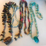 Lot of 3 Misc. Stone Beaded Costume Necklaces
