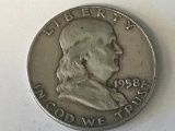 1958-D US Franklin Half Dollar 50 Cent Coin 90% Silver