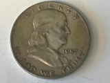 1957-D US Franklin Half Dollar 50 Cent Coin 90% Silver