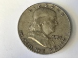 1957-D US Franklin Half Dollar 50 Cent Coin 90% Silver