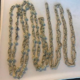 Lot of 2 Misc. Silver-Toned Long Costume Necklaces