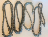 Lot of 4 Misc. Silver-Toned Beaded Necklaces