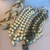 Lot of 3 Misc. Faux-Pearl Costume Necklaces