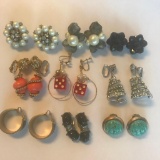 Lot of 9 Misc. Costume Clip-On Earrings