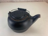 Antique Primitive Cast Iron Number 8 Fireplace Kettle Tea Coffee Pot 1800's