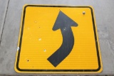 Genuine Vintage Curve Ahead Road Sign