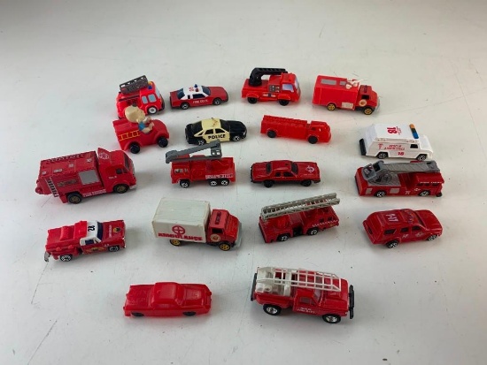 Lot of 18 Plastic Firefighter vehicles