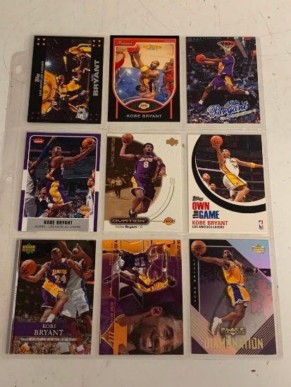 KOBE BRYANT Lakers Lot of 9 Basketball Cards