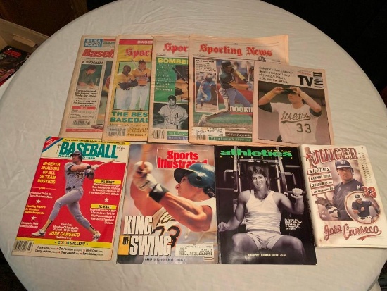 JOSE CANSECO Oakland A's Athletics Lot of 9 Vintage Magazines and Newspapers