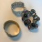 Lot of 3 Misc. Silver-Toned and Faux-Gemstone Costume Bracelets