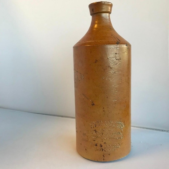 Bourne and Sons Treous Stone Bottle, Patenters, Denby Pottery Near Derby 8.5" Tall