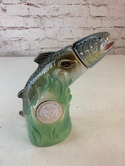 JIM BEAM TROUT Fish Decanter Hall of Fame Fishing Hayward Wisconsin Angler 1976