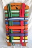 Genuine Karate Belt Collection Board, Genuine Belts 11 Total