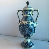 Hand-Painted Delft Blauw Lidded Vase Made in Holland