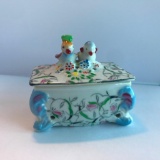 Goldcastle Hand Painted Jewelry Box with Bird Details Made in Japan