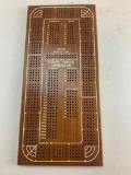 Vintage DRUEKE Four Track Cribbage Board Model 1962 Walnut Made in USA with pegs
