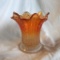 Vintage Orange Wavy Carnival Glass Vase About 7