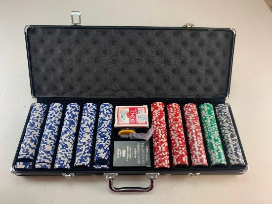 500PCS Chips Poker Dice Chip Set Texas Blackjack Cards Game with Aluminum Case