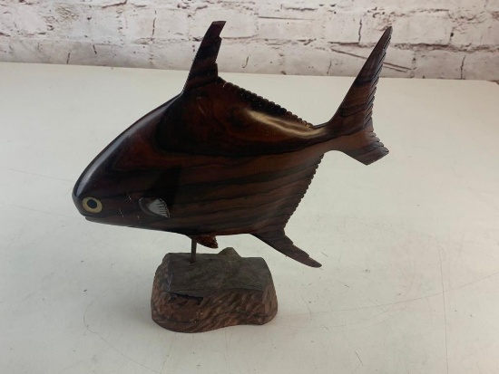 Hand Craved Wood FISH Figure Display
