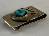 925 Sterling Silver Money Clip with Turquoise