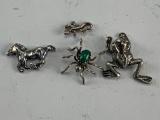 Lot of 4 Sterling Silver Animal Pendants 5.1 Grams