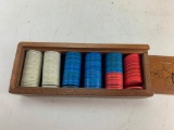 Official casino gaming chips with wood storage box