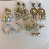 Lot of 7 Pairs of Faux-Pearl Costume Earrings