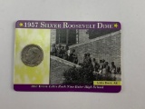 1957 Silver Roosevelt Dime on card