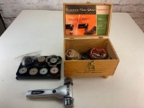 Vintage Ronson Roto Shoe Shine Magnetic Wood Box Kit with Polish and Brush