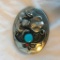 Silver Toned Western Belt Buckle with Semi-Precious Stone Details