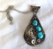Vintage Navajo Old Pawn Sterling and Turquoise Pendant and Chain 22.1g