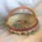 Glazed Ceramic Apple Basket with Wound Stick Handle Made in Japan