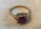 14KT Gold-Electroplated Rings with Red Center Stone Surrounding Faux Diamonds Size 9 | 3.49 grams