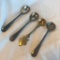 Lot of 4 Misc. Silver-Toned and Gold-Toned Vintage Tea-Spoons with Ornate Handles