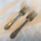 Lot of 2 Misc. Sterling Silver Dessert Forks with Ornate Handles