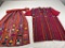 Colorful red embroidered cotton ladies lounging outfit Sz. S
