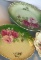 Lot of 2 Green Hand Painted Rose Plates