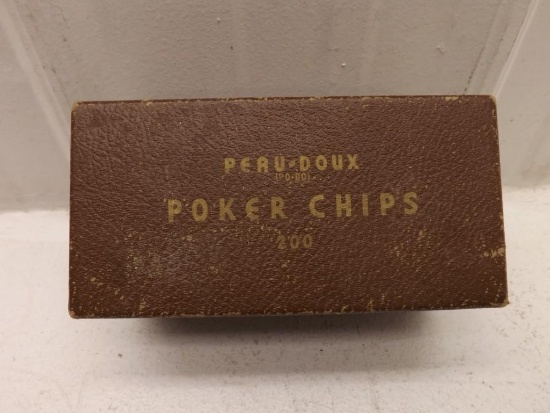 VINTAGE POKER CHIP SET PEAU-DOUX