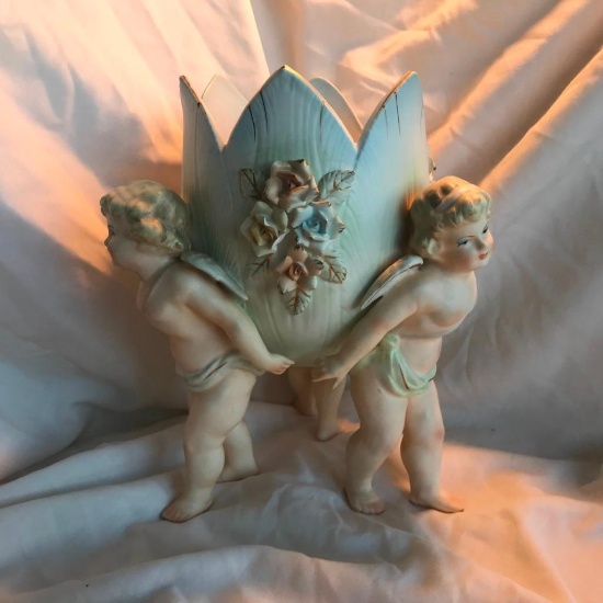 1964 Vintage Statue Bowl with Cherub Figures